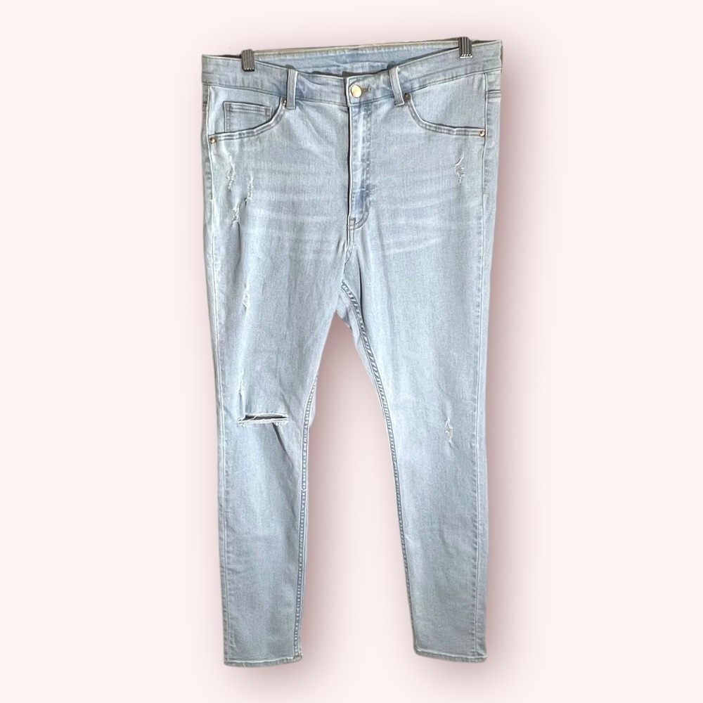 H&M Ultra High Rise Curvy Jeggings Light Blue Women's Jeans Size 12 - Picture 2 of 5